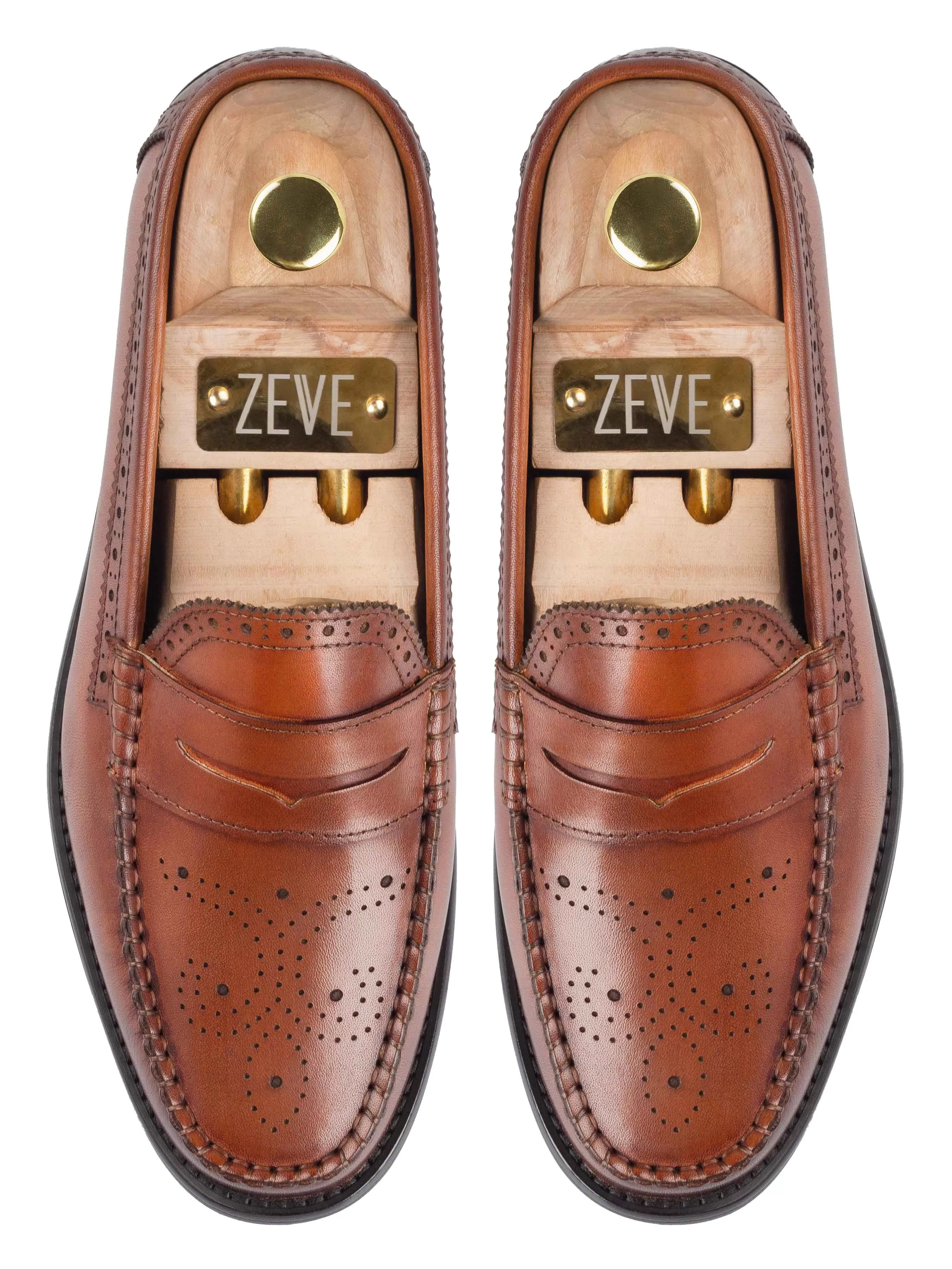 Brogue Penny Loafer - Cognac Tan