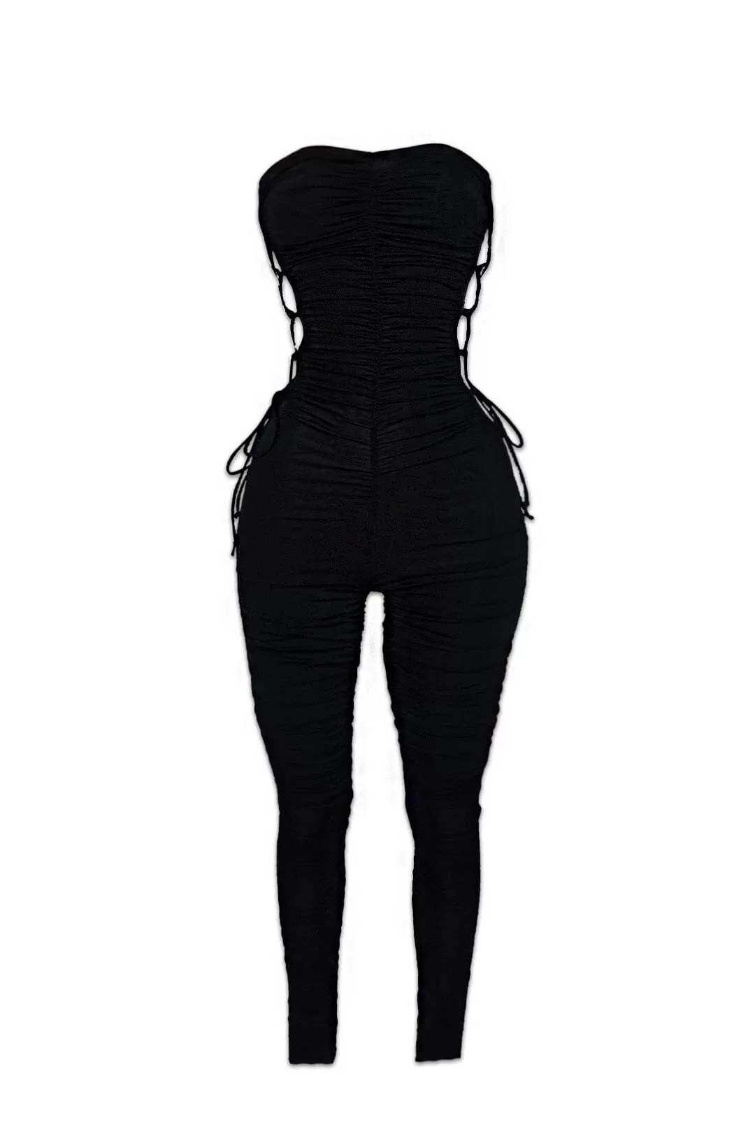 By My Side Lace-Up Ruched Tube Jumpsuit