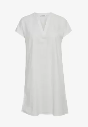 b.young Women's linen blend V-neck dress Byfalakka V Neck Dress 20811336 114800 off white