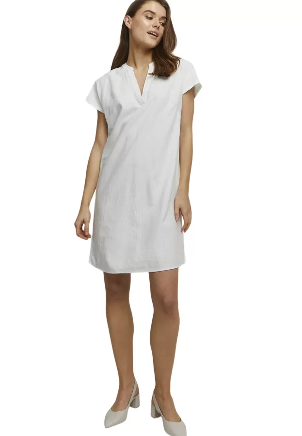 b.young Women's linen blend V-neck dress Byfalakka V Neck Dress 20811336 114800 off white