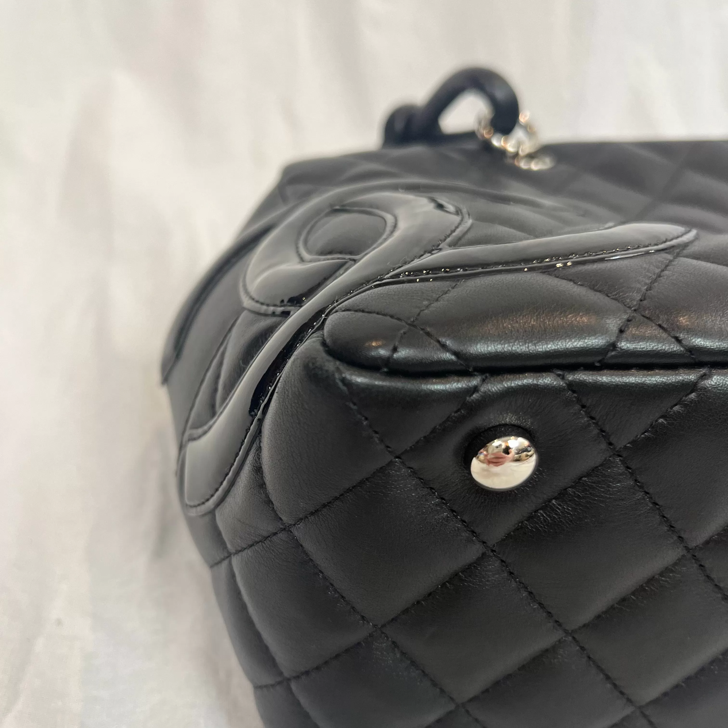 Chanel Cambon Ligne Bowler Bag in Quilted Black Calfskin Leather 2006-8