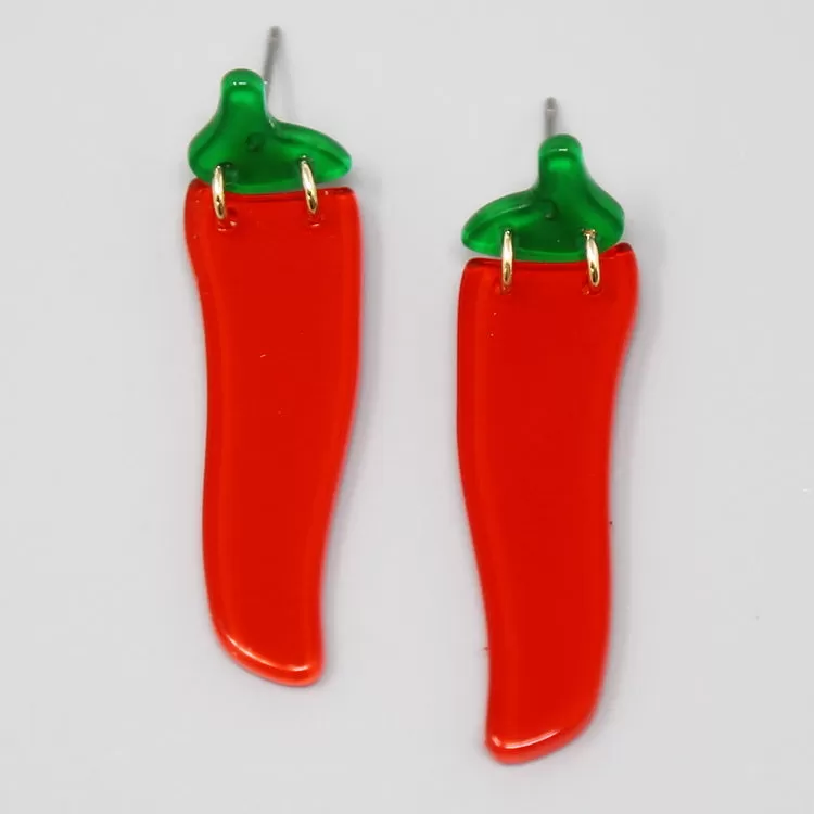 Chili Pepper Acetate Drop Earrings