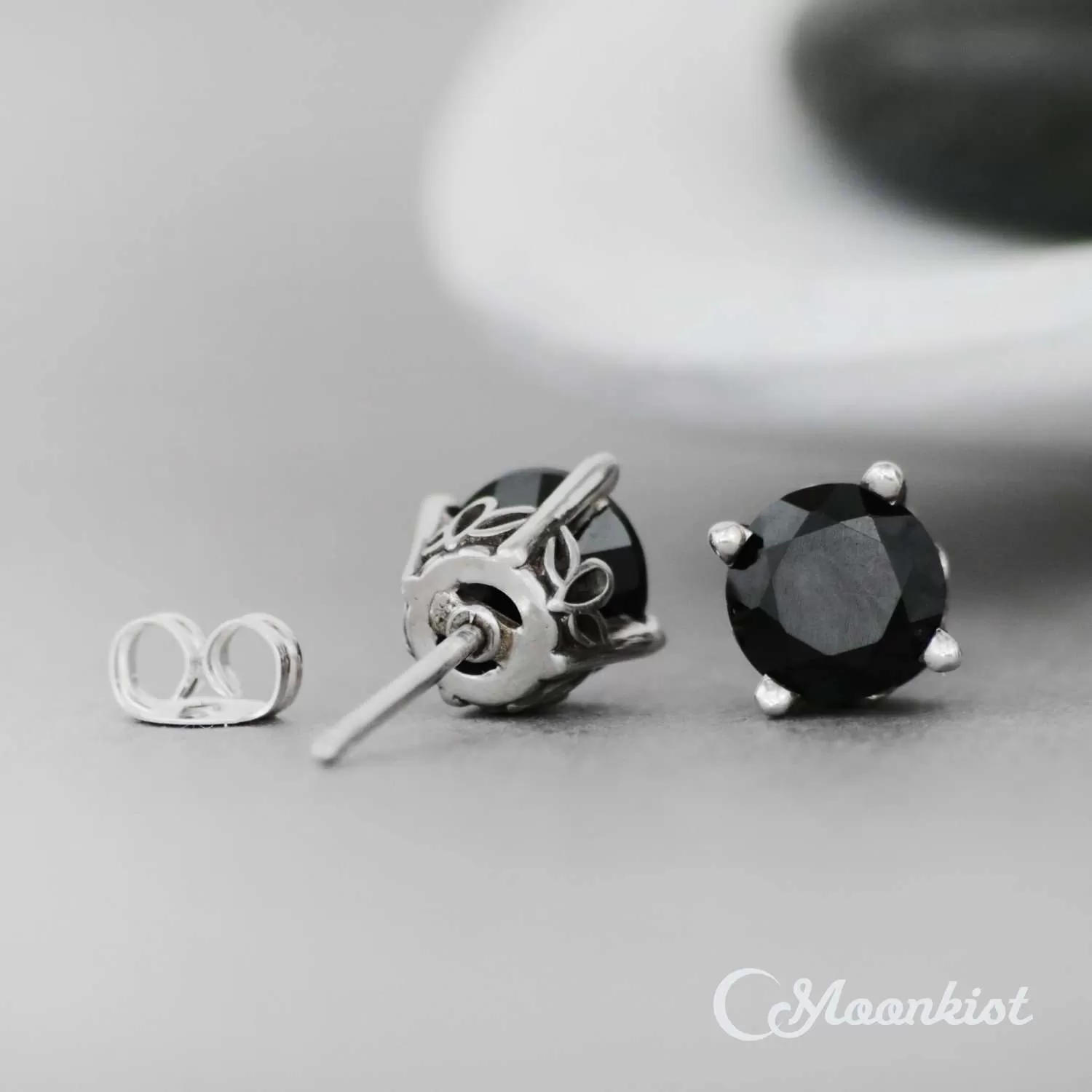 Classic Black Spinel Solitaire Earrings | Moonkist Designs