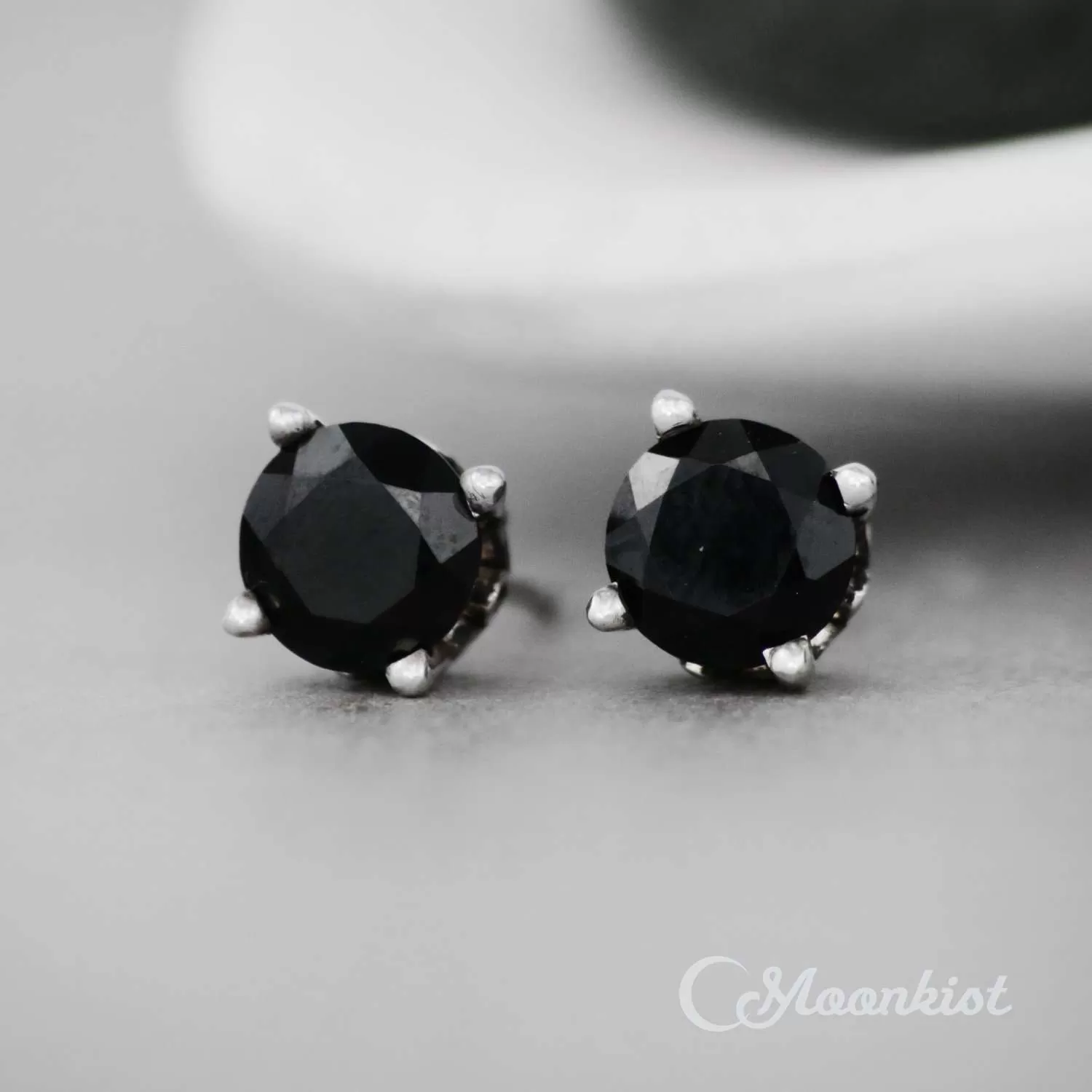 Classic Black Spinel Solitaire Earrings | Moonkist Designs