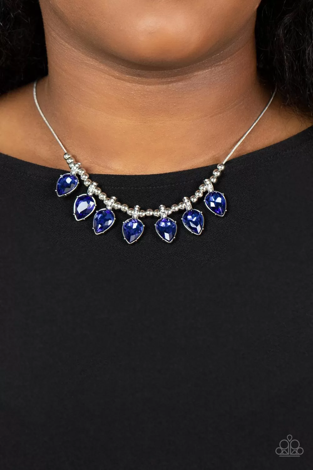 Crown Jewel Couture Blue Rhinestone Necklace - Paparazzi Accessories