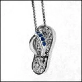 Cubic Zirconia Cz Flip-Flop Pave Set Charm Pendant