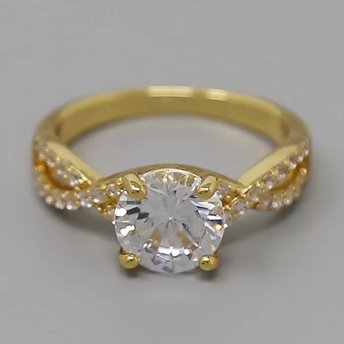 Cubic Zirconia Pave Gold Dipped Ring