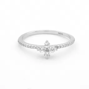 CZ Flower Sterling Silver Ring