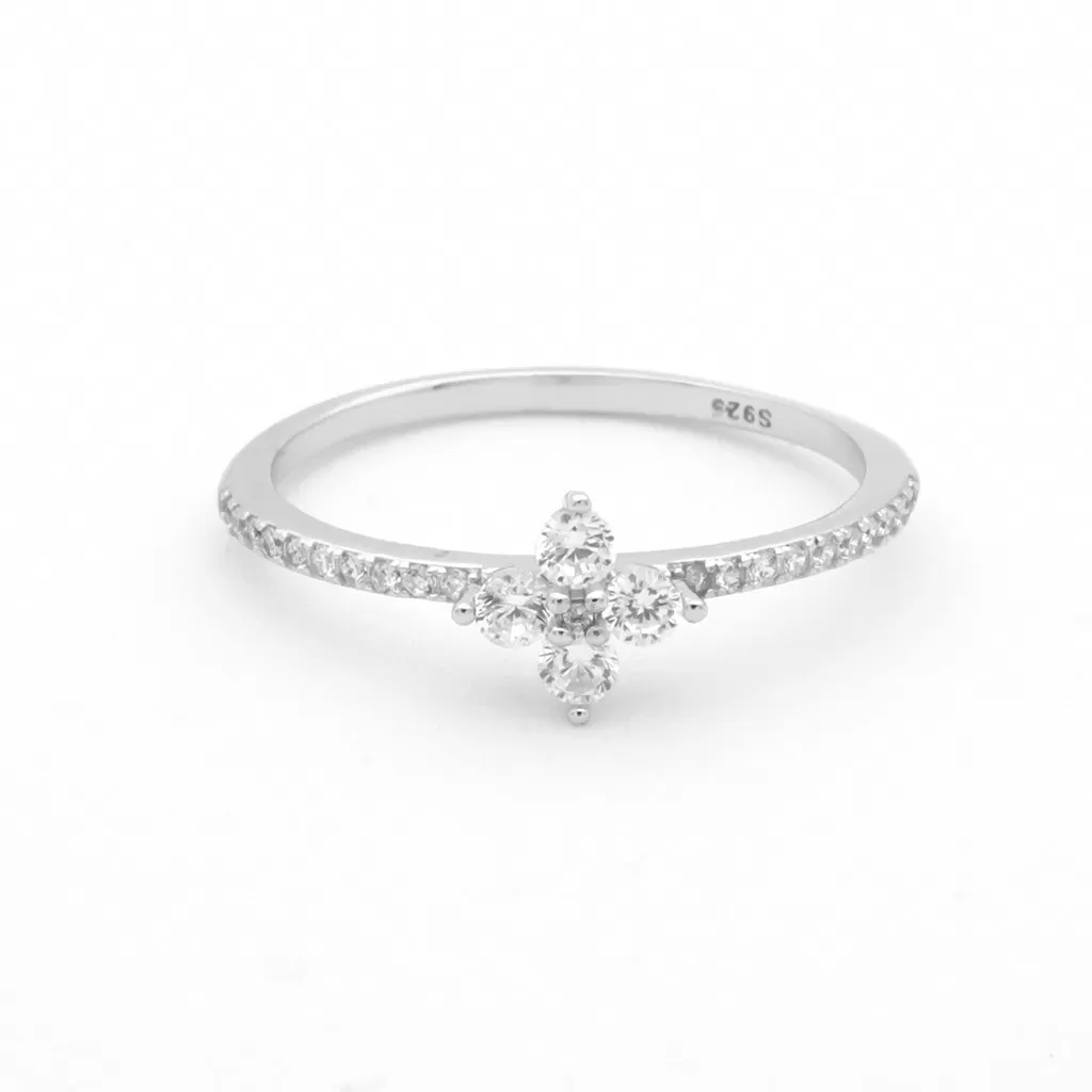 CZ Flower Sterling Silver Ring