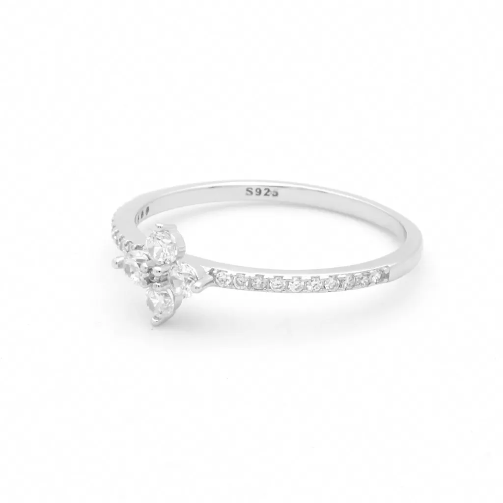 CZ Flower Sterling Silver Ring