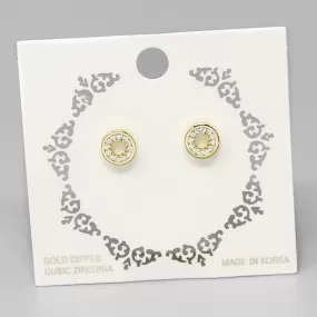 CZ Pave Gold Dipped Stud Earrings