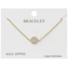 CZ Pave Halo Charm Delicate Chain Bracelet