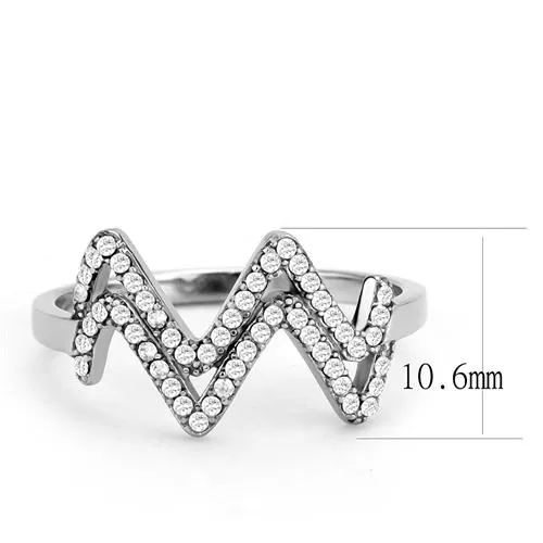 DA339 No Plating Stainless Steel Ring with AAA Grade CZ in Clear