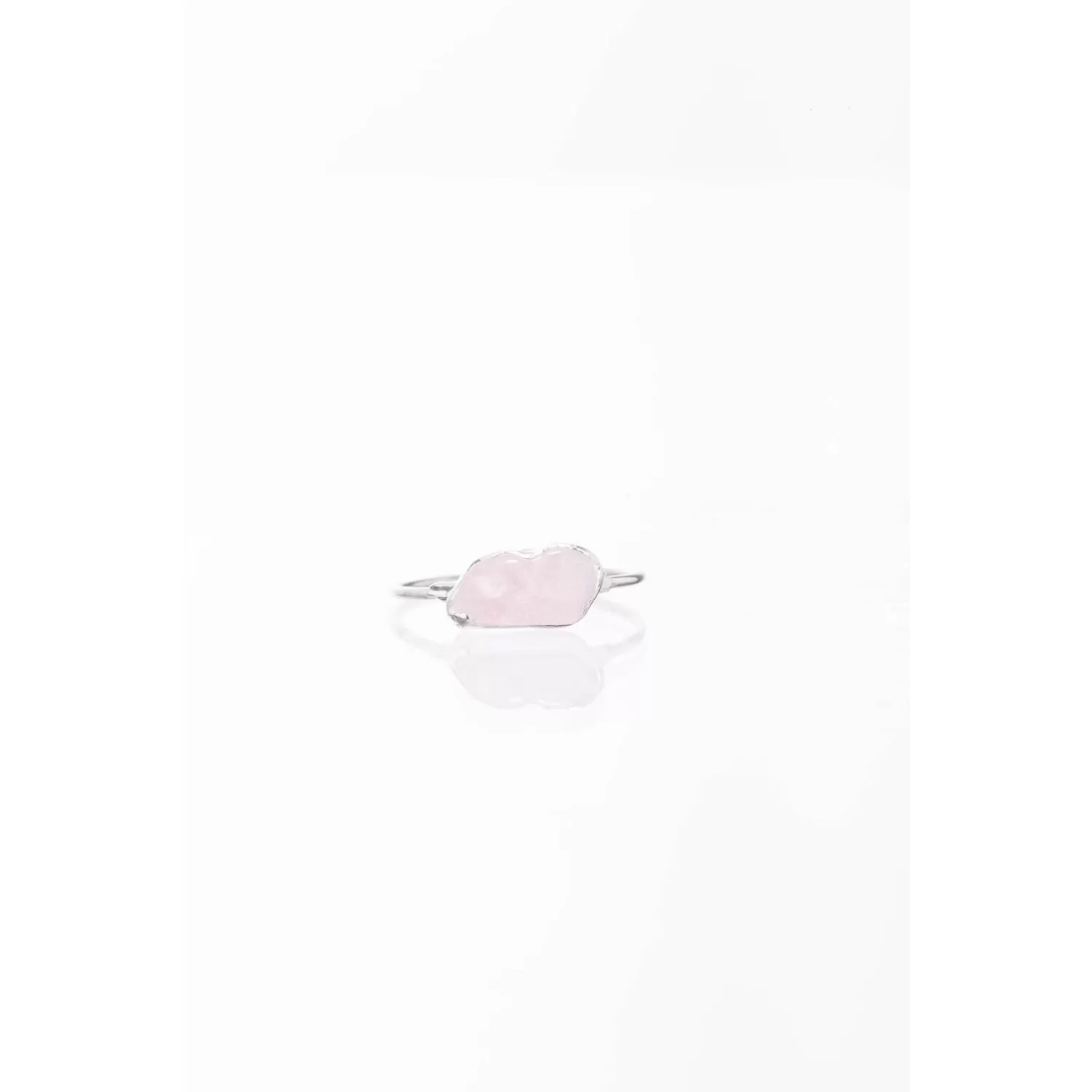 Dainty Raw Rose Quartz Ring in Sterling Silver