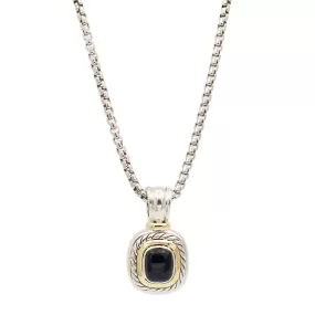 David Yurman 925 Sterling Silver & 14K Yellow Gold Onyx Albion Enhancer Pendant Necklace