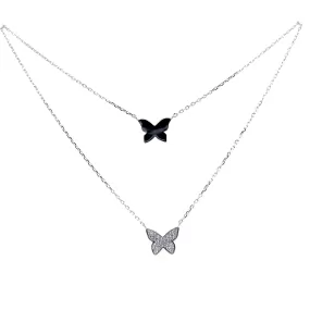 Double Butterfly CZ Necklace