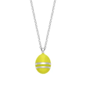 Easter Egg Canary Yellow | Enamel | Rhodium Plated 925 Silver