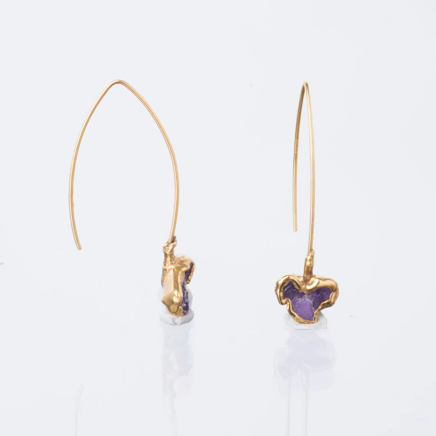 Edgy Fleur Raw Amethyst Cluster Drop Earrings