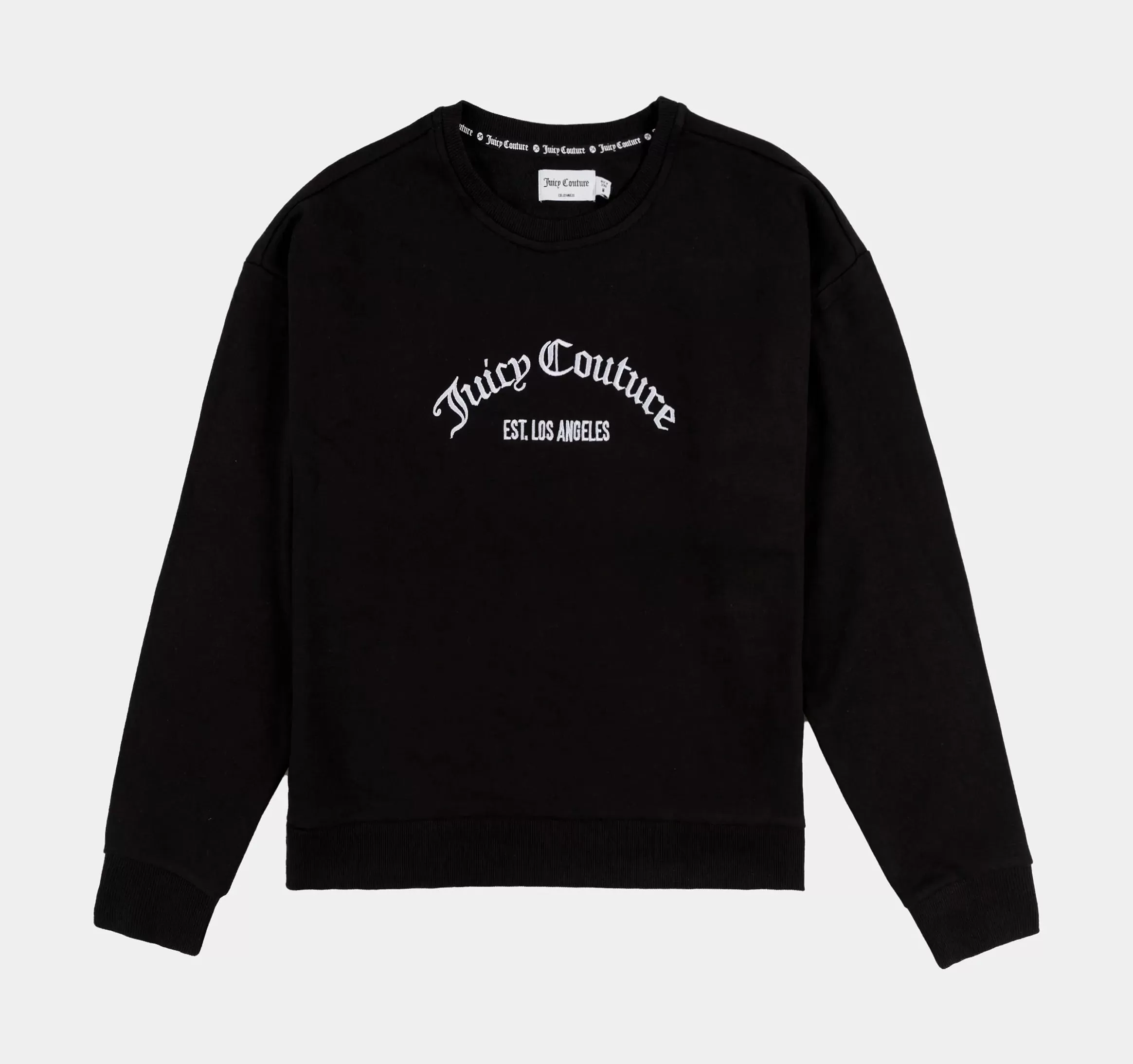 Embroidered Vintage Pullover Womens Crew (Black)