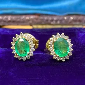 Emerald & Diamond Frame Earrings