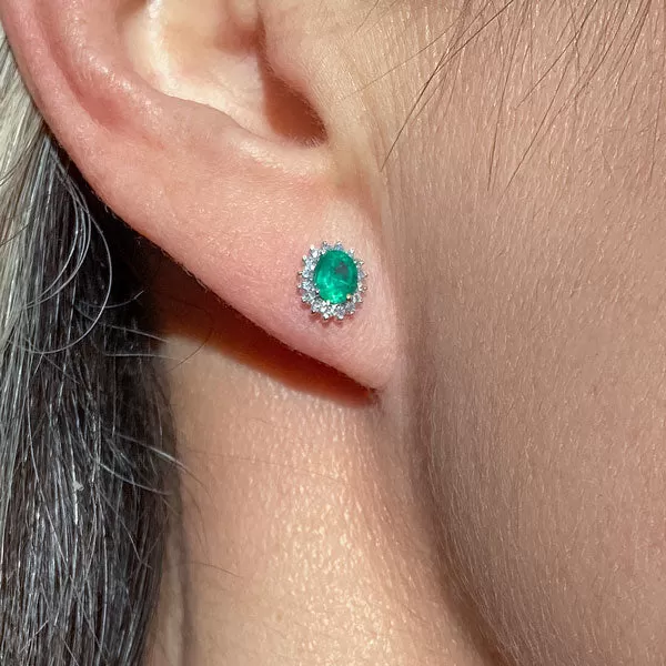 Emerald & Diamond Frame Earrings