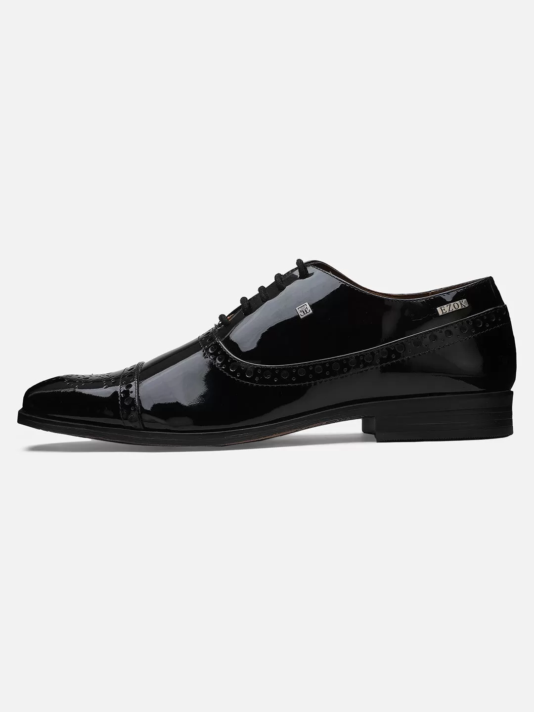 Ezok Men Black Leather Formal Shoes