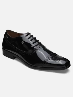 Ezok Men Black Leather Formal Shoes