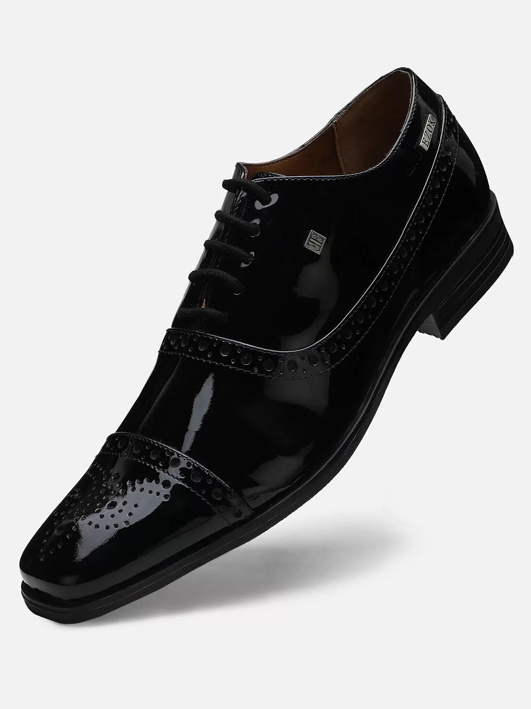 Ezok Men Black Leather Formal Shoes