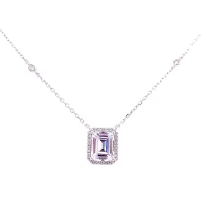 Faceted Square CZ Pendant with Halo