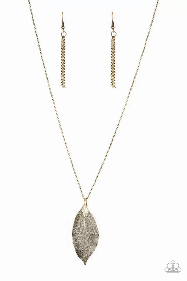 Fall Foliage Brass Necklace - Paparazzi Accessories