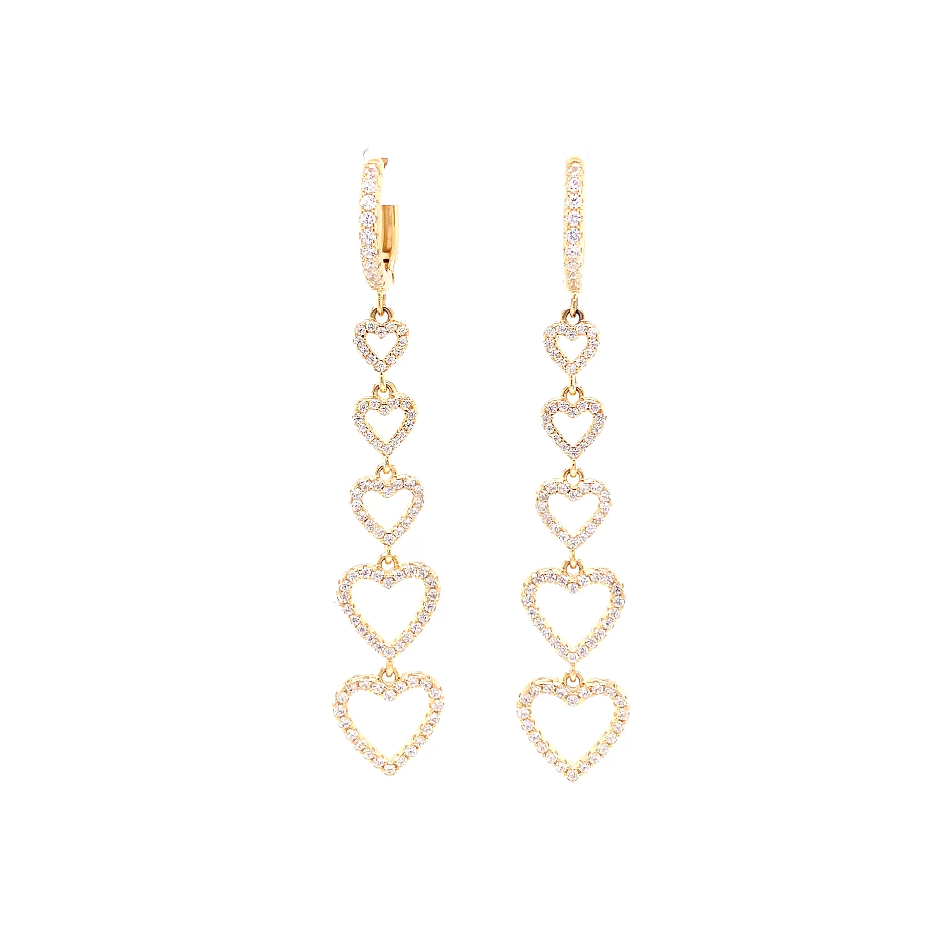 Falling open Heart CZ Earrings