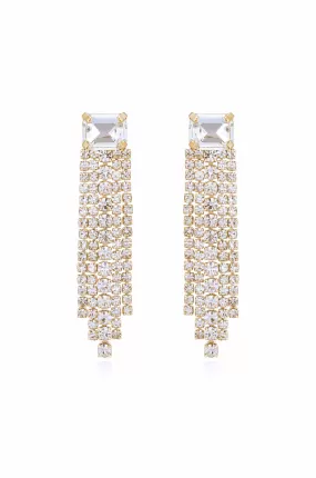 Formal Crystal Fringe Drop Earrings