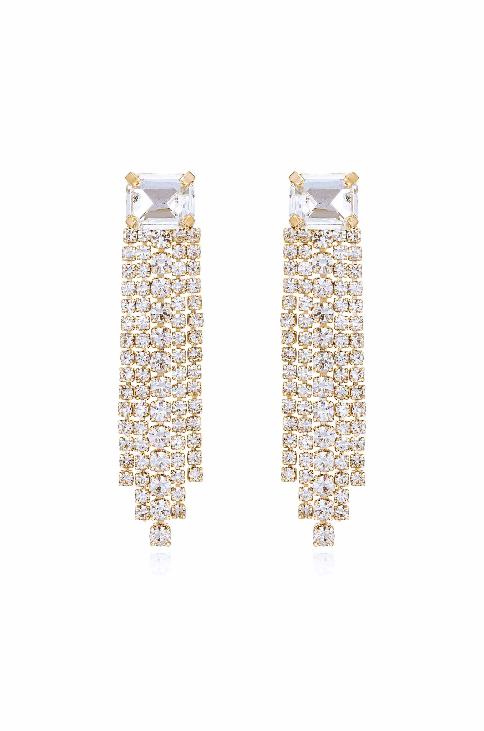 Formal Crystal Fringe Drop Earrings