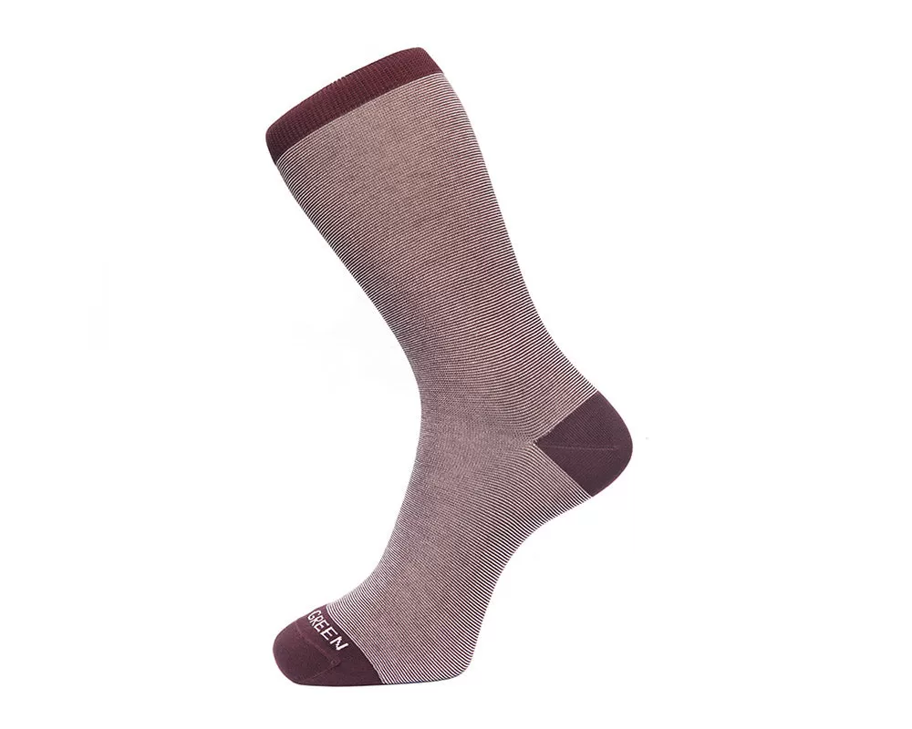 Fortis Green Men's Socks in Burgundy Fine Stripes