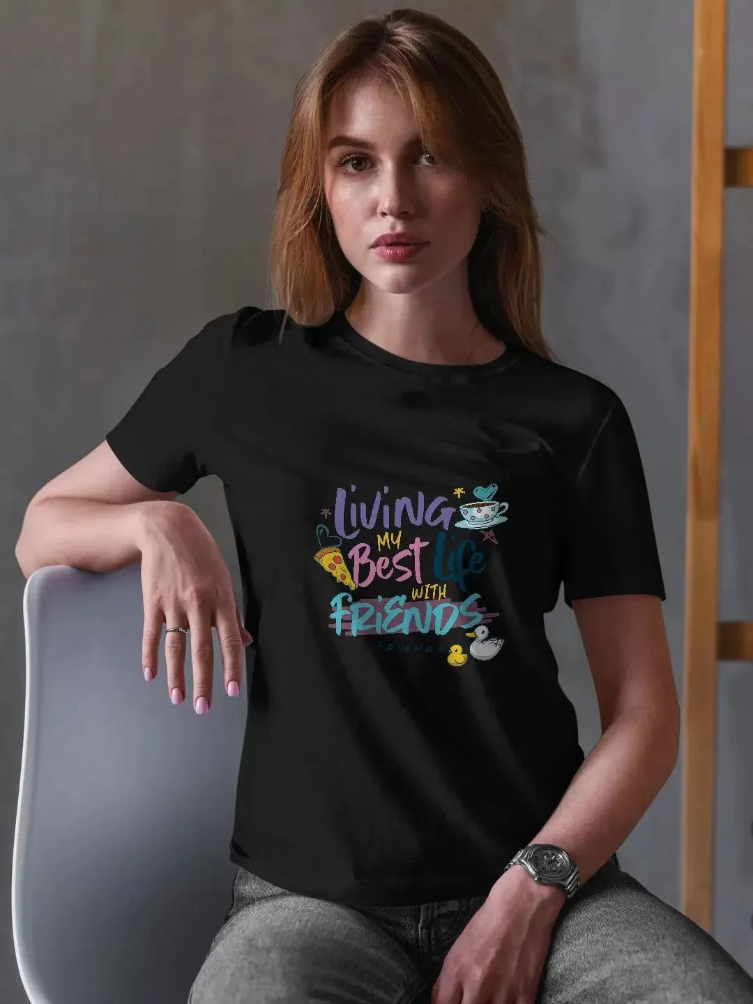 Friends Best  Life With Friends Women Tshirt (Select From Drop Down Menu) (No Cod Allowed On This Product)- Prepaid Orders Only