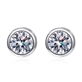 Geometric Round Crossed Moissanite Stud Earrings