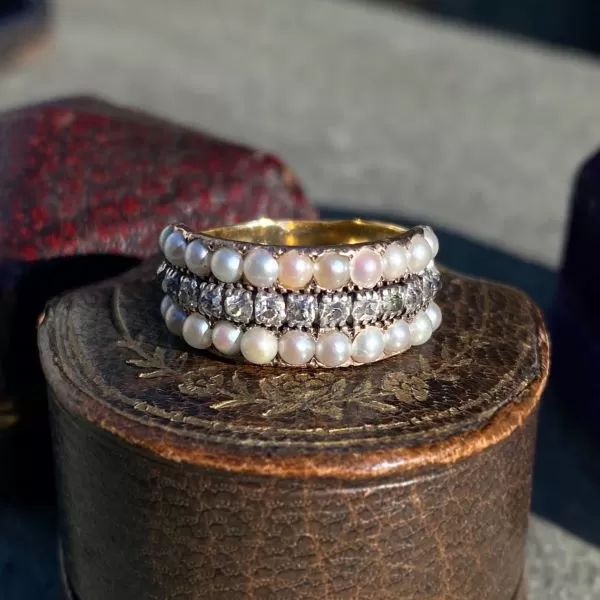 Georgian Diamond & Pearl Ring