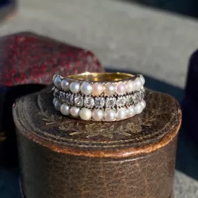 Georgian Diamond & Pearl Ring