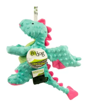 goDog Dragons Squeaky Plush Dog Toy, Chew Guard Technology, Seafoam, Large