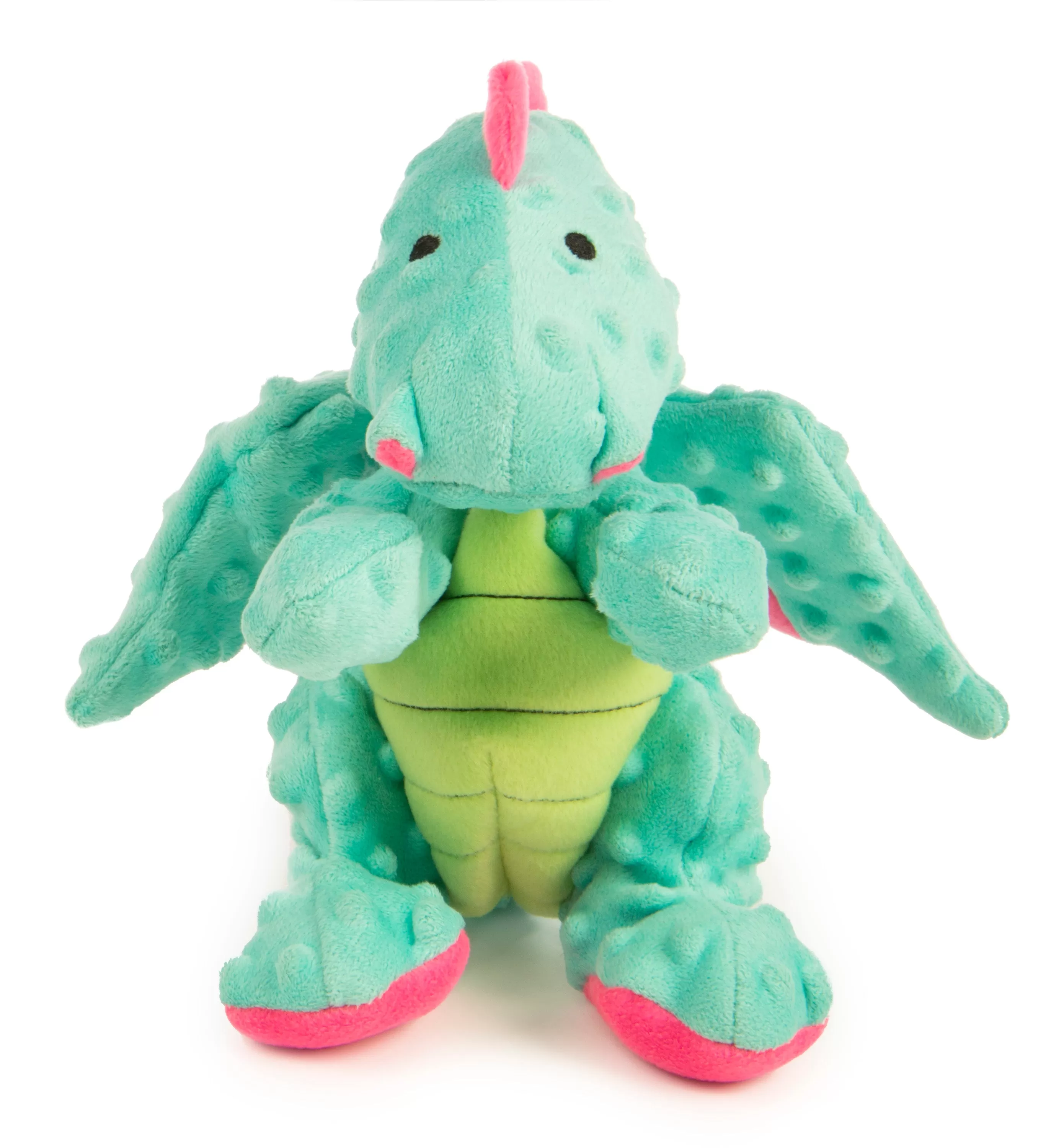 goDog Dragons Squeaky Plush Dog Toy, Chew Guard Technology, Seafoam, Large