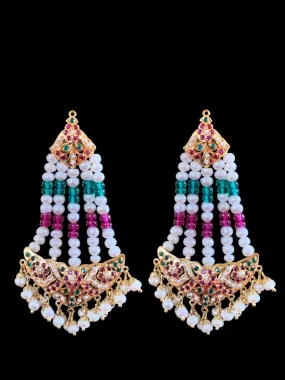 Gold plated silver ruby emerald jhoomar earrings