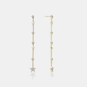 Graduated Gold and Diamond Star Earrings