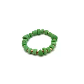 Green Glass and Rose Gold Bracelet