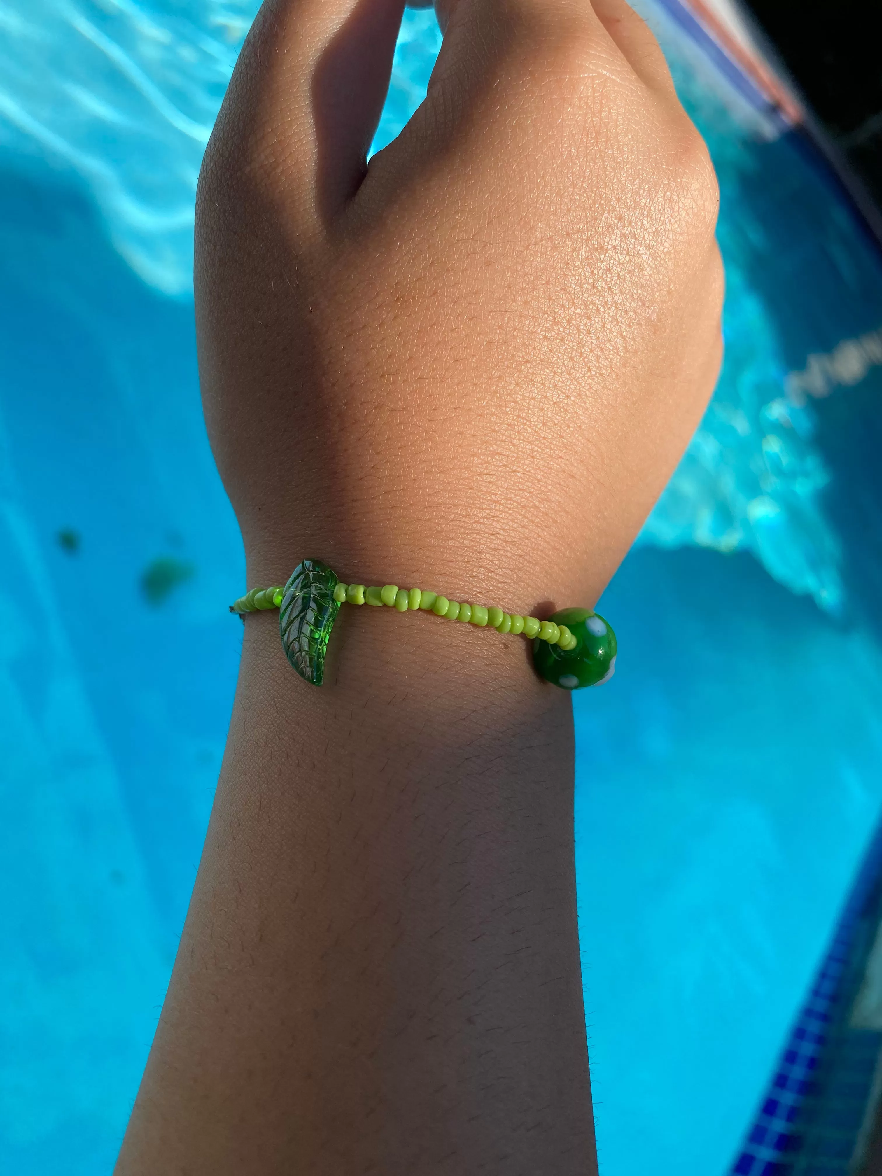 Green Mushroom Beaded Bracelet