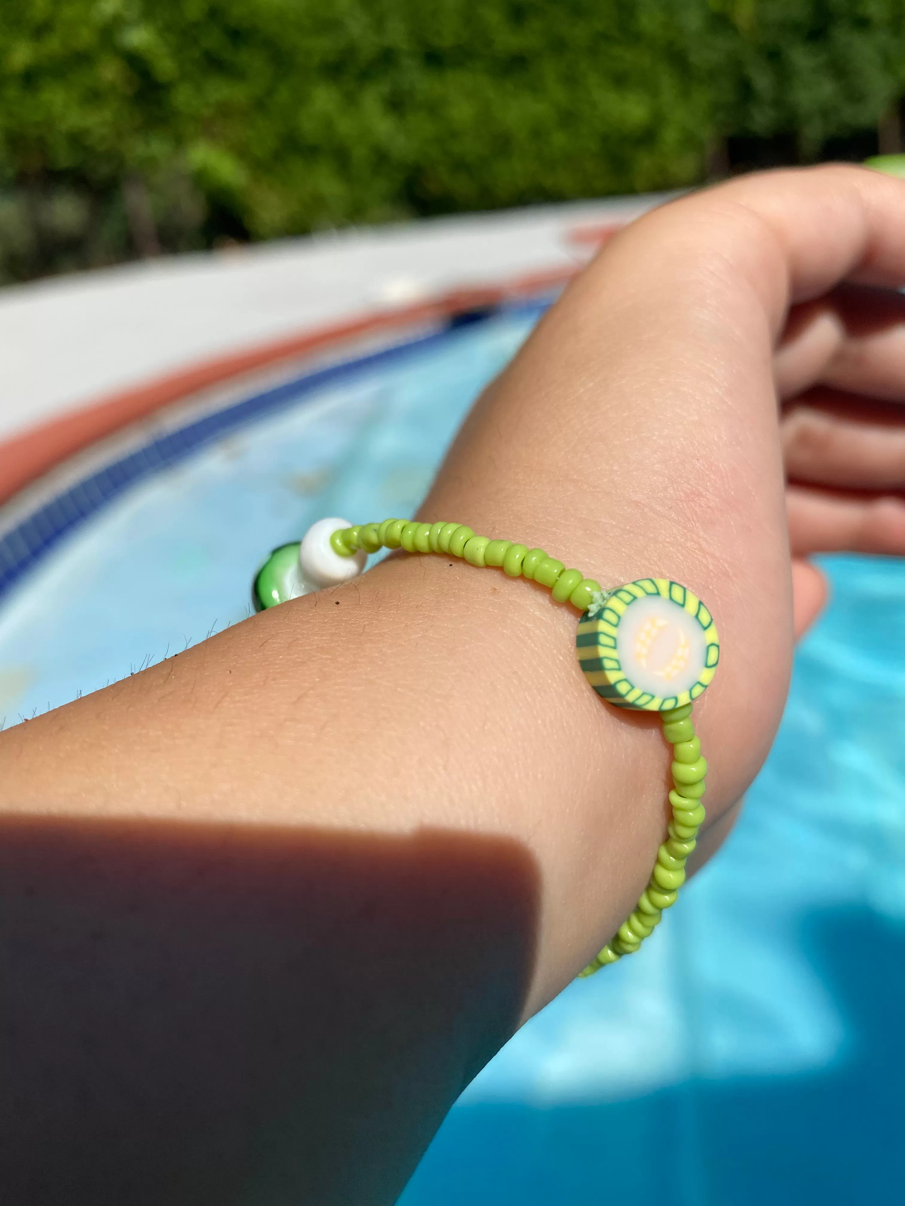 Green Mushroom Beaded Bracelet