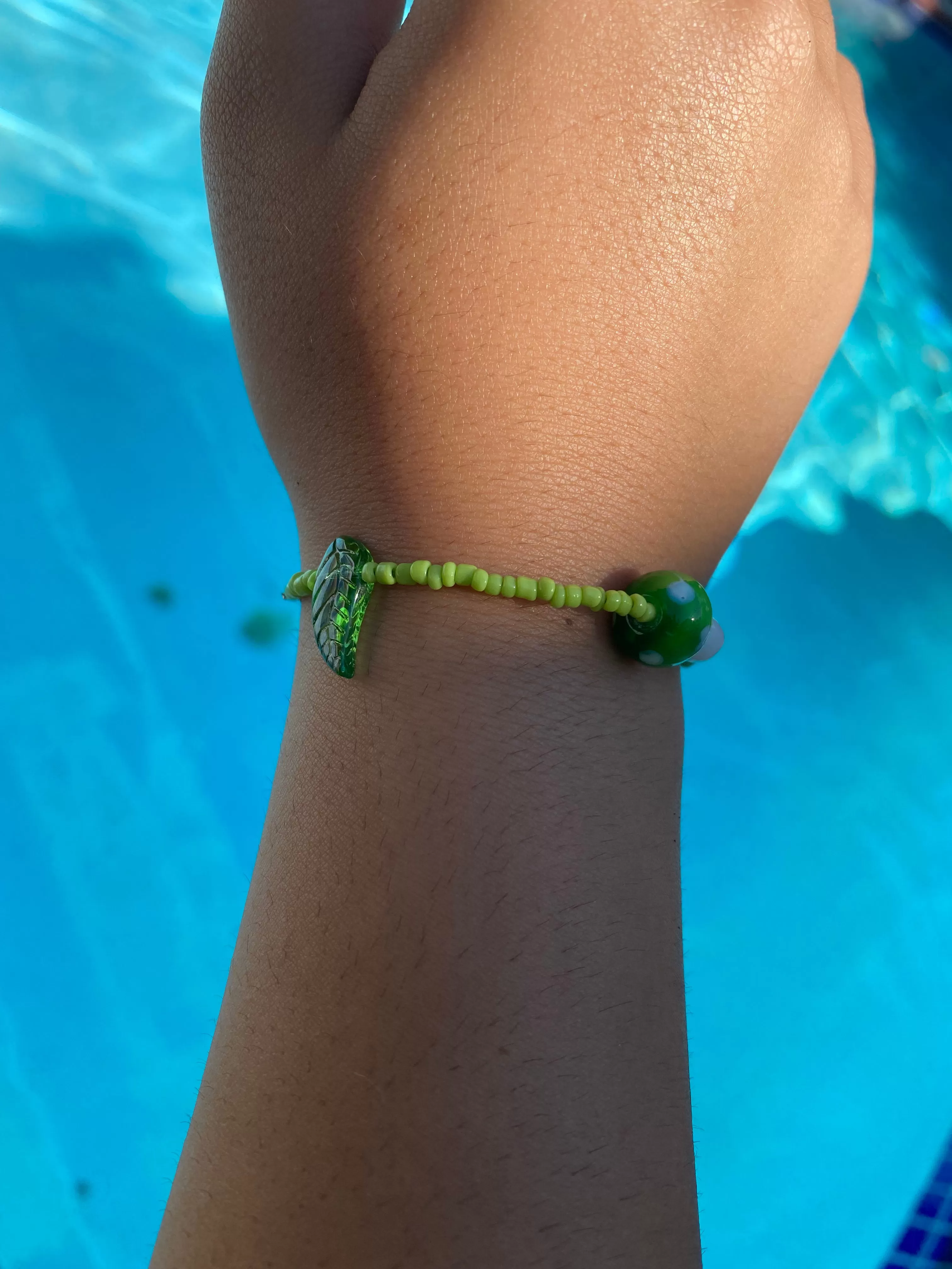 Green Mushroom Beaded Bracelet