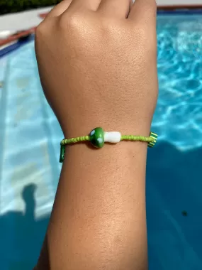 Green Mushroom Beaded Bracelet