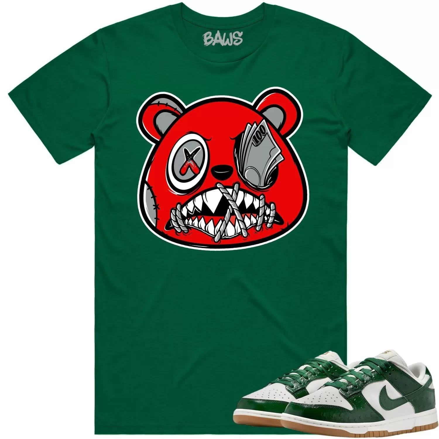 Green Ostrich Dunks Shirt to Match - ANGRY MONEY TALKS BAWS