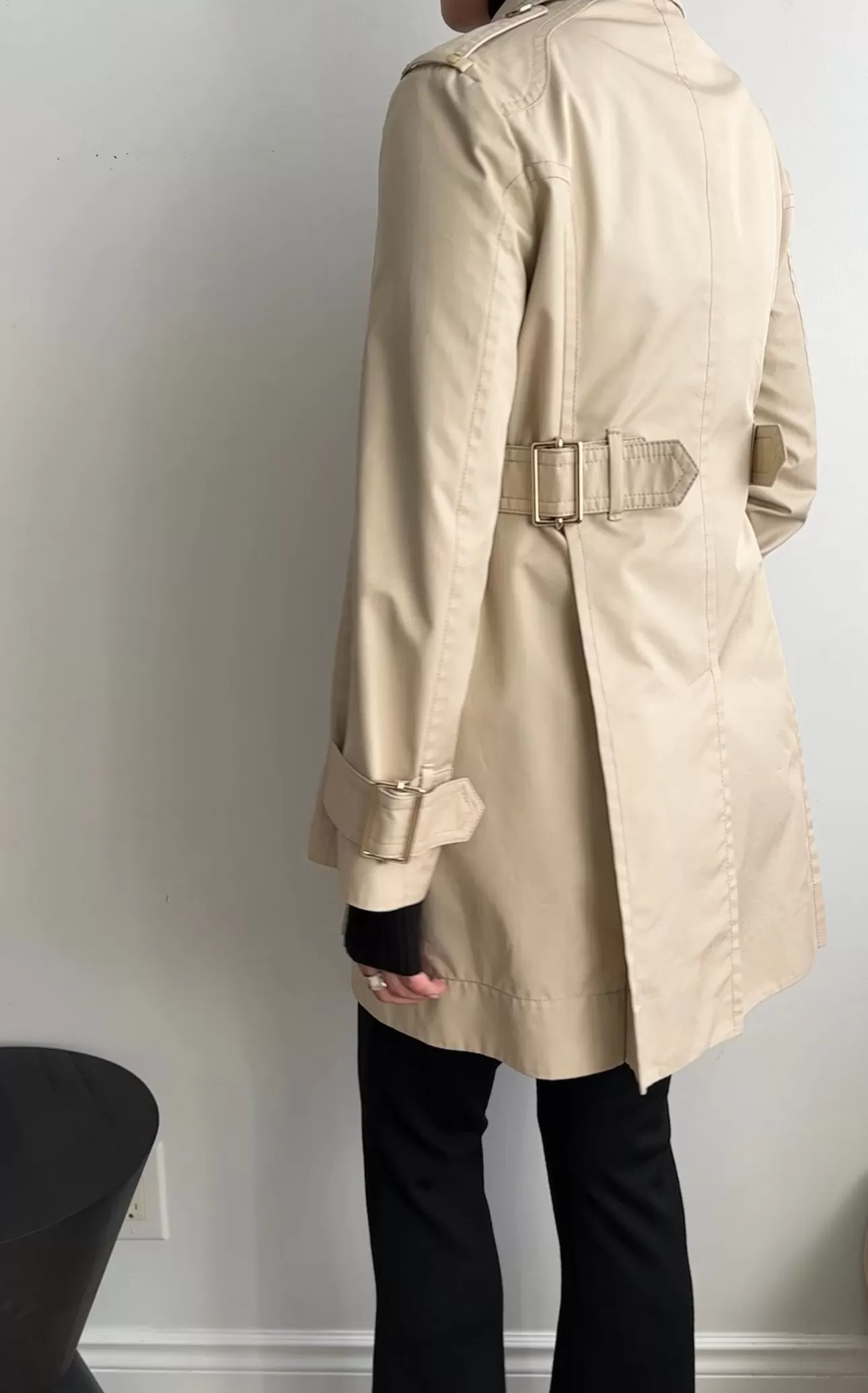 Gucci Beige Double Breasted Star Charm Belted Trench Coat - USA 2