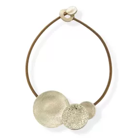 Handmade Gold Short Leather Necklace Circles